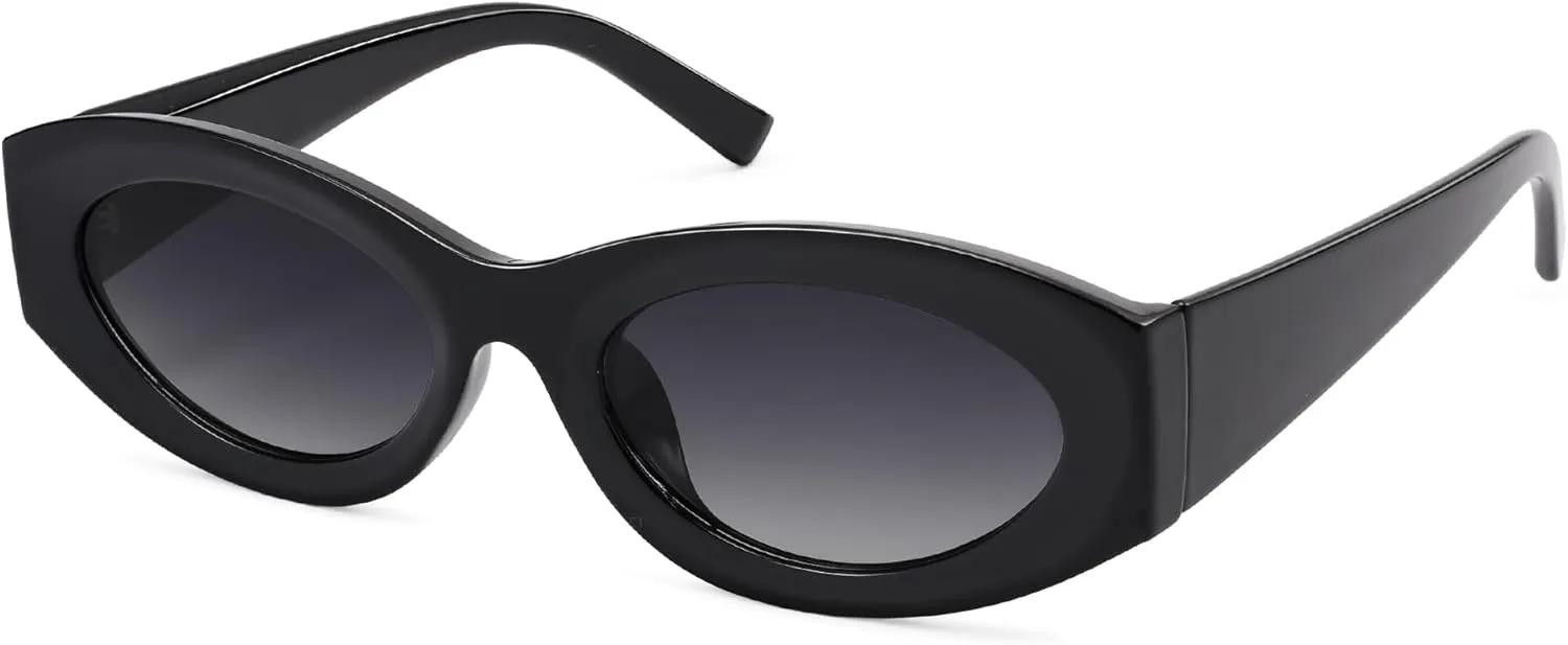 Women Polarized Oval Sunglasses UV400 Protection Retro Trendy Fashion Shades for Driving & Outdoor Wear