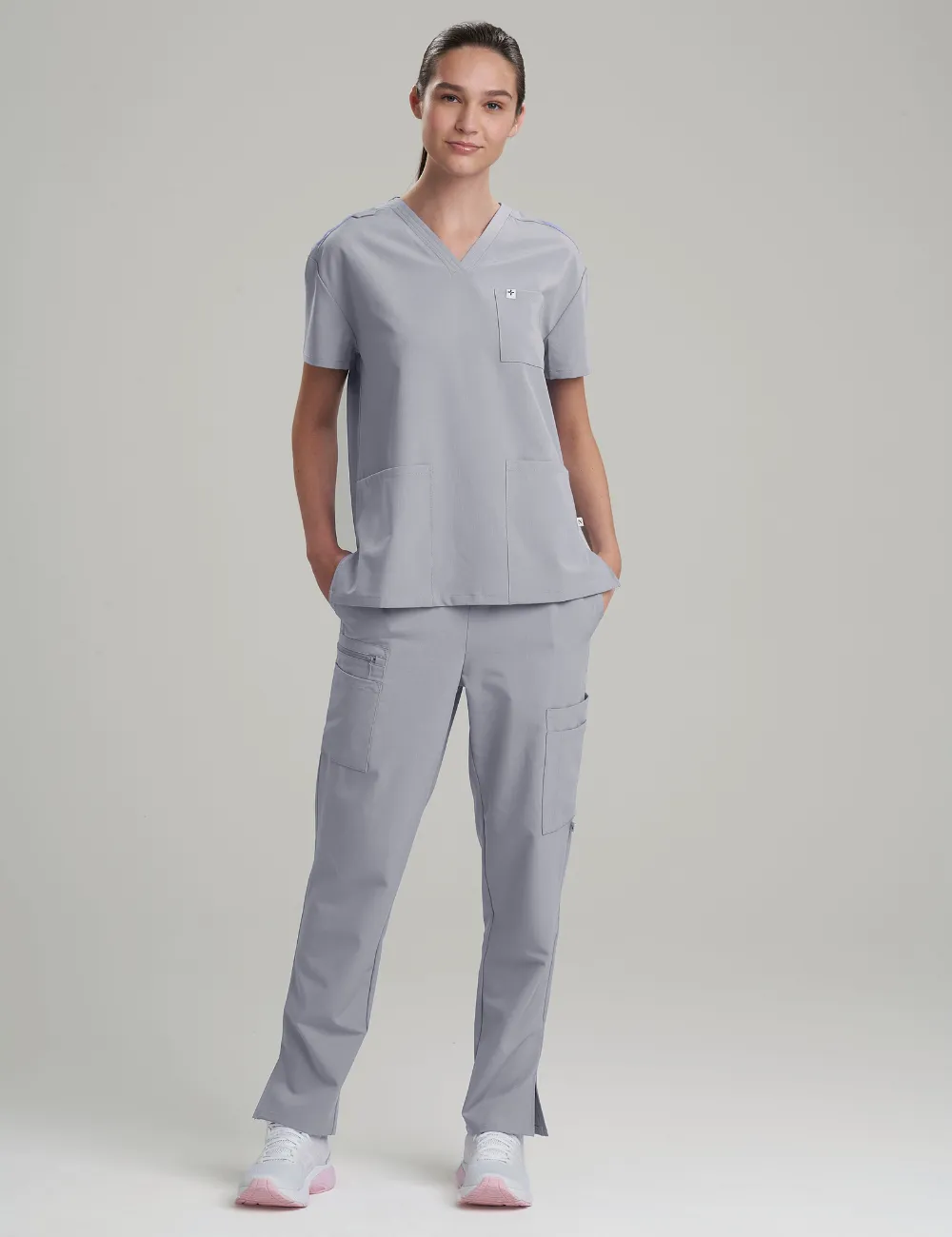 Womens 3-Pocket V-Neck Scrub Top