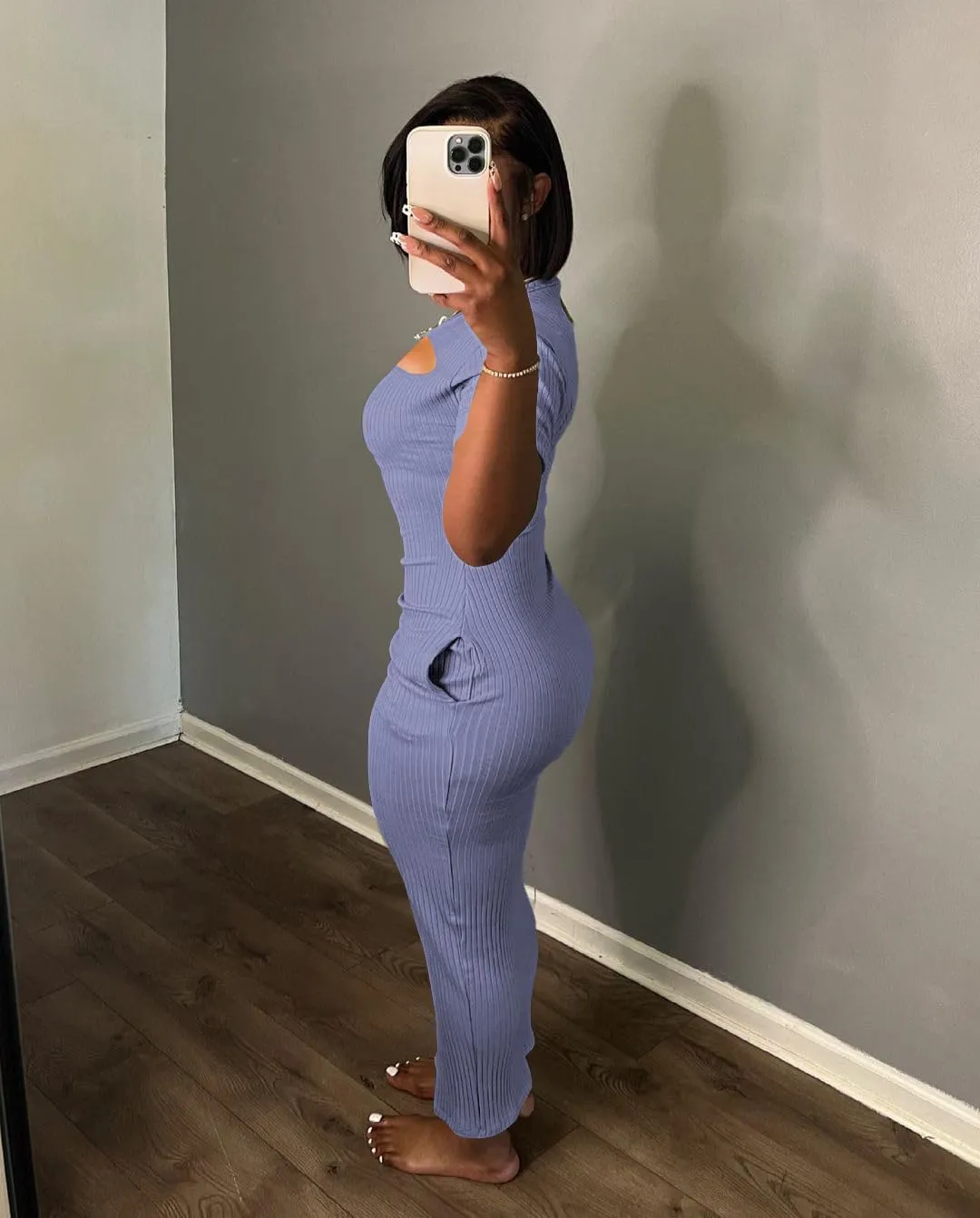 Women's Casual Short Sleeve Dress T Shirt Bodycon Dresses Ribbed V Neck Maxi Sundress Basic Party Club Dress with Pocket