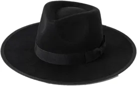 Women's Wool Top Hat Covered Wide Brim Jazz Fedora Hats Unisex Party Dress Hat Black 56-58CM