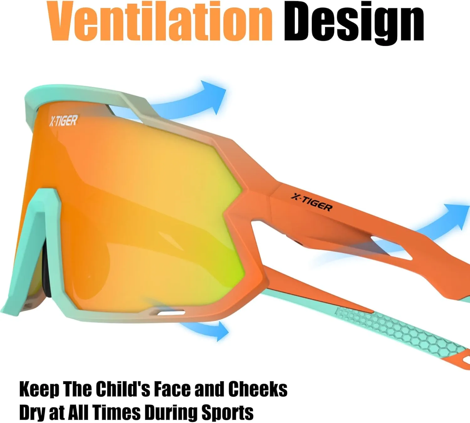X-TIGER Kids Sunglasses Polarized Youth Baseball Sunglasses for 8-14 boys girls UV400 Sports Softball Cycling Glasses