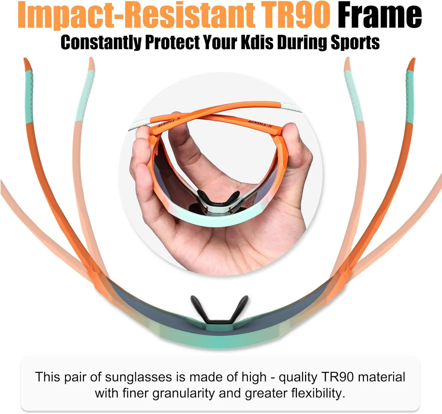 X-TIGER Kids Sunglasses Polarized Youth Baseball Sunglasses for 8-14 boys girls UV400 Sports Softball Cycling Glasses