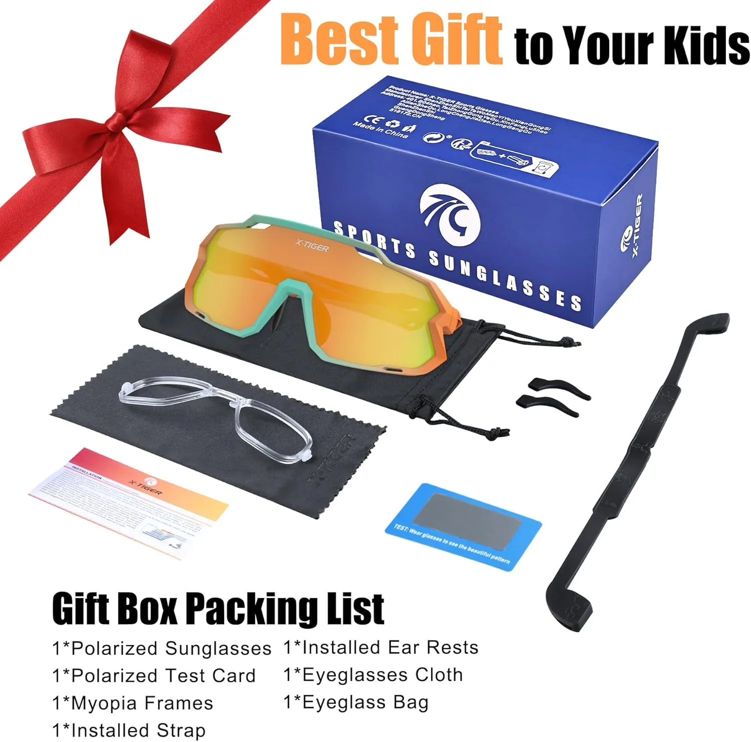 X-TIGER Kids Sunglasses Polarized Youth Baseball Sunglasses for 8-14 boys girls UV400 Sports Softball Cycling Glasses